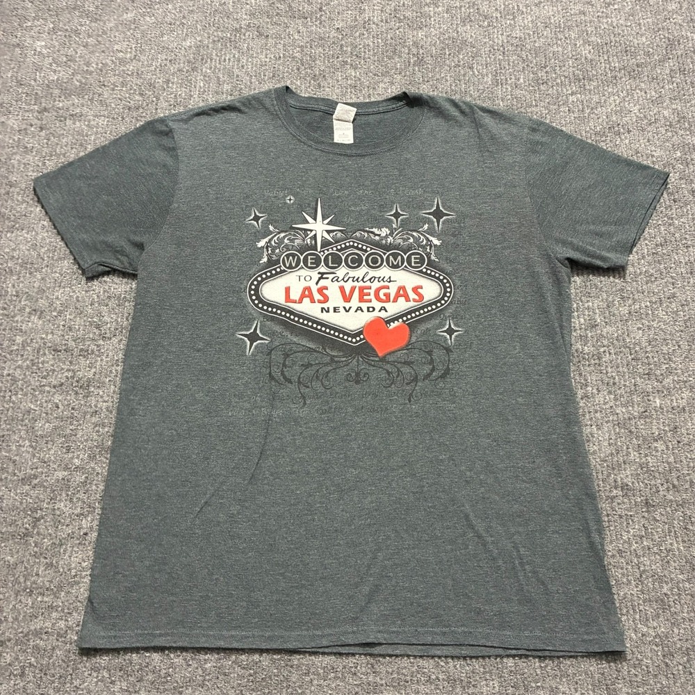 Welcome to Fabulous Las Vegas Nevada Graphic Shirt Mens XL Gray Short‎ Sleeve